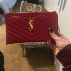 Yves Saint Laurent Red Chevron Clutch